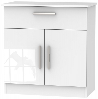 Contrast White Gloss Compact Sideboard - 2 Doors