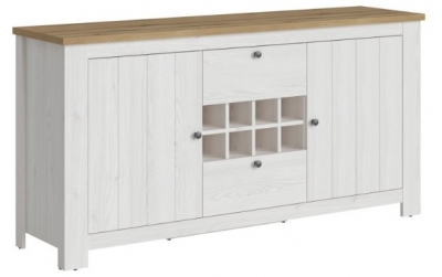 Celesto 2 Door 2 Drawer Sideboard with Wine Rack in White and Oak - image 1