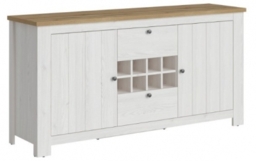 Celesto 2 Door 2 Drawer Sideboard with Wine Rack in White and Oak - thumbnail 1