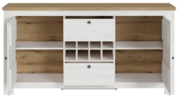 Celesto 2 Door 2 Drawer Sideboard with Wine Rack in White and Oak - thumbnail 2