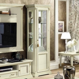 Camel Treviso White Ash Italian 1 Door Display Cabinet - RHF