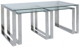 Value Harry Nest of 3 Table - Steel and Clear Glass