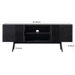 Holsen 140cm Black Oak TV Media Unit - thumbnail 3