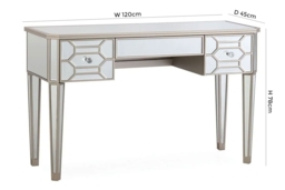 Vida Living Rosa Geometric Mirrored 3 Drawer Dressing Table - thumbnail 2