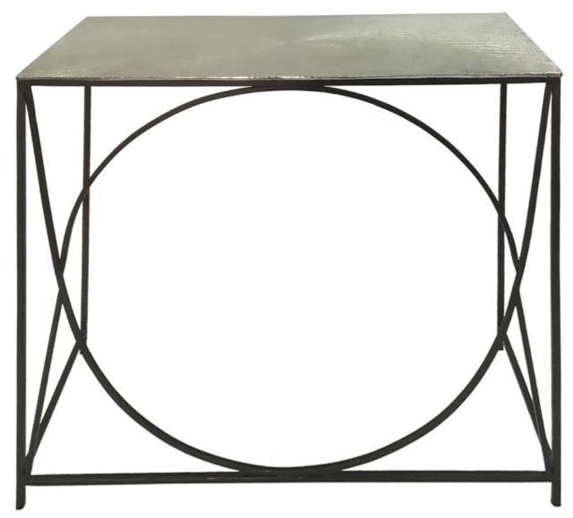 Ekanshi Nickel and Black Metal Console Table