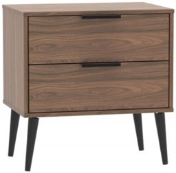 Hong Kong Walnut Effect 2 Drawer Midi Chest with Wooden Legs