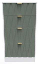 Las Vegas Matt White and Reed Green 4 Drawer Deep Midi Chest - thumbnail 1