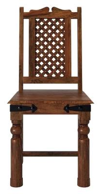 Clearance - Maharani Sheesham Dining Chair, Indian Wood, Lattice Jali Design with 4 Turned Legs - Brand New Item