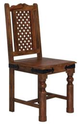 Clearance - Maharani Sheesham Dining Chair, Indian Wood, Lattice Jali Design with 4 Turned Legs - Brand New Item - thumbnail 2
