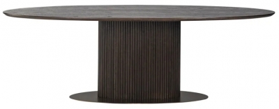 Luxor Brushed Brass Ribbed 12 Seater Oval Pedestal Dining Table - image 1