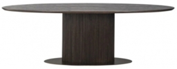 Luxor Brushed Brass Ribbed 12 Seater Oval Pedestal Dining Table - thumbnail 1