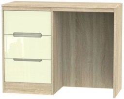 Monaco Cream Gloss and Oak Effect 3 Drawer Single Dressing Table