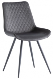 2 x Mabel Graphite Velvet Fabric Cross Stitched Dining Chair