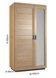 Fusion Oak 2 Door Wardrobe with Mirror - thumbnail 5