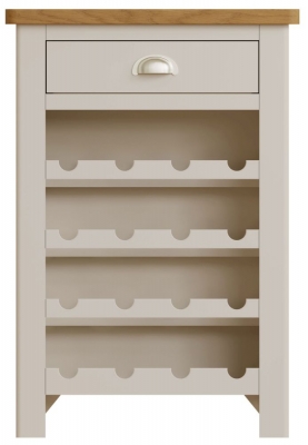 Portland Oak and Dove Grey Painted 1 Drawer Wine Cabinet - image 1