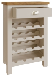 Portland Oak and Dove Grey Painted 1 Drawer Wine Cabinet - thumbnail 2