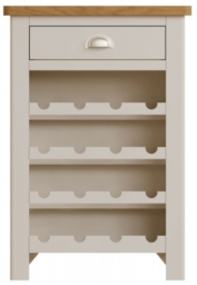 Portland Oak and Dove Grey Painted 1 Drawer Wine Cabinet - thumbnail 1