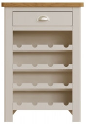 Portland Oak and Dove Grey Painted 1 Drawer Wine Cabinet