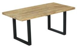 Fargo 6 Seater Industrial Dining Table - Rustic Mango Wood With Black U Legs - thumbnail 1