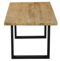 Fargo 6 Seater Industrial Dining Table - Rustic Mango Wood With Black U Legs - thumbnail 3