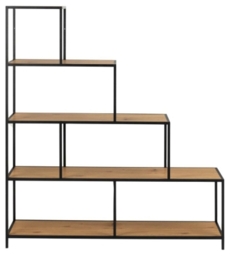 Salvo Wild Oak and Black Large Bookcase with 4 Shelves