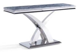 Lisbon Grey Marble and Chrome Console Table - thumbnail 1