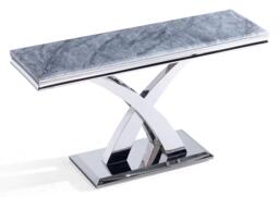 Lisbon Grey Marble and Chrome Console Table - thumbnail 2