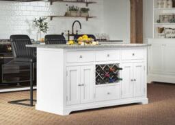 White Kitchen Island with Grey Granite Top