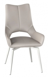 2 x Spinello Taupe Faux Leather Swivel Dining Chair with Chrome Base - thumbnail 1