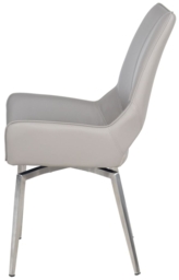 2 x Spinello Taupe Faux Leather Swivel Dining Chair with Chrome Base - thumbnail 4