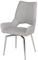 2 x Spinello Taupe Faux Leather Swivel Dining Chair with Chrome Base - thumbnail 2