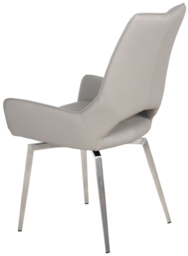 2 x Spinello Taupe Faux Leather Swivel Dining Chair with Chrome Base - thumbnail 3