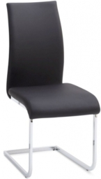 2 x Paolo Black Faux Leather Cantilever Dining Chair with Chrome Base