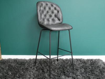 Dutch Dark Grey Faux Leather Bar Stool (Sold In Pairs) - 8003 - image 1