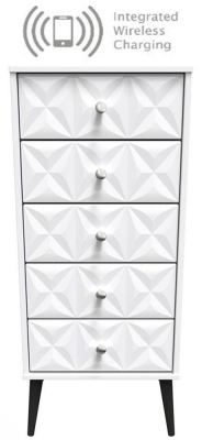 Pixel Matt White 5 Drawer Tall Chest with Integrated Wireless Charging - image 1