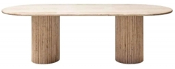 La Cantera Travertine Beige 10 Seater Oval Pedestal Dining Table