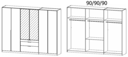 Rauch Alabama 271cm Silk Grey 6 Door Combi Wardrobe - thumbnail 2
