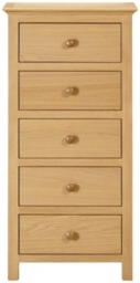 Arlington Oak 5 Drawer Wellington Chest - thumbnail 1