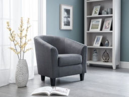 Hugo Slate Grey Linen Fabric Tub Chair - thumbnail 2