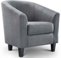 Hugo Slate Grey Linen Fabric Tub Chair - thumbnail 1