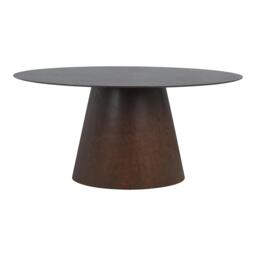 Bolton Oval Dining Table - Pedestal - 6 Seater - 160cm - Dark Wood - thumbnail 2