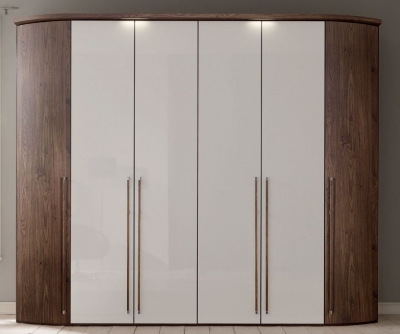 Nolte Horizont 100 Imitation Macadamia Walnut and Polar White 6 Door Wardrobe - 292cm