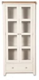 Sambhar Glazed Display Cabinet - Oak and White Painted