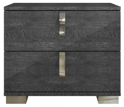 Sarah Grey Birch Italian 2 Drawer Bedside Cabinet with Horizontal Handles - image 1