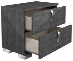Sarah Grey Birch Italian 2 Drawer Bedside Cabinet with Horizontal Handles - thumbnail 2