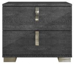 Sarah Grey Birch Italian 2 Drawer Bedside Cabinet with Horizontal Handles - thumbnail 1