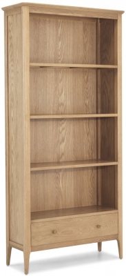 Wadsworth Waxed Oak Large Bookcase, 185cm Tall Bookshelf with 1 Bottom Storage Drawer - image 1