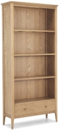Wadsworth Waxed Oak Large Bookcase, 185cm Tall Bookshelf with 1 Bottom Storage Drawer - thumbnail 1