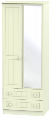 Warwick Cream 2 Door 2 Drawer Tall Mirror Wardrobe