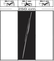 Miami 3 Door Sliding Wardrobe in White and Black Glass - W 250cm - thumbnail 2